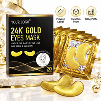 Patchs de masque hydrogel pour les yeux au collagène or 24 carats avec logo personnalisé, hydratants, pour éliminer les cernes
