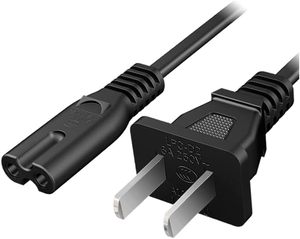 Black AC 2 Prong C8 <strong>Power</strong> <strong>Cord</strong> Standard 2-Slot for TV PS4 <strong>PS5</strong> Speaker Monitor Xbox Wall <strong>Power</strong> Cable Replacement - Product Image 1