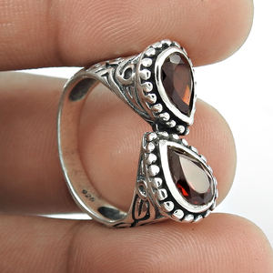 Lujo hecho a mano diseño delicado rojo granate natural piedra preciosa Unisex 925 anillos de plata esterlina al costo más bajo OEM ODM - Product Image 2