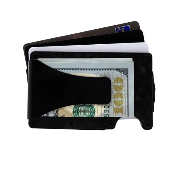 RFID Blocking Forged Carbon Fiber Card Holder Slim Wallet With Money Clip Slim Wallet For Credit Cards Bank Cards