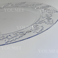 13 pouces vente en gros fête Banquet rond Transparent plante feuilles en plastique Table mariage clair chargeur assiettes pour dîner réception