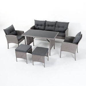 Leisure Modern Steel Rectangular <b>Table</b> Chairs PE <b>Rattan</b> Garden Furniture Set Outdoor <b>Dining</b> for Hotel Villa Courtyard Farmhouse - Product Image 1