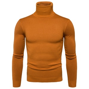 Nouveau printemps automne hommes mode tricot ras du <span class=keywords><strong>cou</strong></span> col haut manches longues couleur unie Slim Casual Tops Blouse tricot pull - Product Image 2