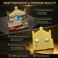 Magnet Kulkas Logam Kustom Paduan Seng Enamel Desain Bangunan 3D Relief Sepeda Bergerak Magnet Ganda Kuat Hadiah Suvenir