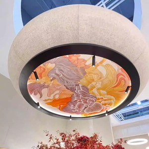 Chinese Style Round Chandelier Hand Painted <b>Led</b> <b>Light</b> 220V For Hotel Lobby Dining Room - Product Image 5