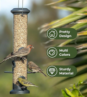 Comederos de Tubo de Plástico de Alta Calidad con 6 Puertos de Alimentación, Comedero Resistente a la Intemperie con Soporte de Acero para Aves Silvestres, Regalo para Amantes de las Aves