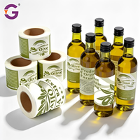 Étiquettes personnalisées pour bouteilles d'huile d'olive, autocollants en vinyle imperméables et résistants à l'huile, rouleaux avec estampage doré, taille personnalisée, qualité alimentaire