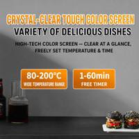 Four à Friture Sans Huile Grande Capacité 20L 1200W Double Bouton 360° Air Chaud Sans Retournement Fenêtre Visuelle Cuisinière à Convection Sans Huile pour la Famille
