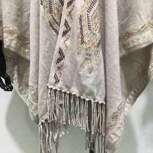 ST019S009 Fashion Boho Popular Knitted Embroidery Women's Sweater <b>Poncho</b> With Tassel - Product Image 6