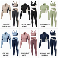 Conjunto Deportivo Slimfit de 3 Piezas para Mujer, Diseño Geométrico, Top Deportivo, Leggings Ajustados, Ropa Deportiva para Yoga, Fitness, Entrenamiento, Running