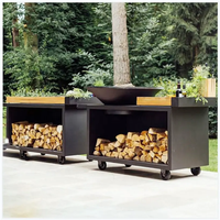 Table de barbecue robuste en acier Corten avec fonction fumoir, hauteur réglable, pliable, équipement de cuisson extérieur pour le camping