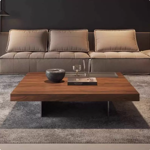 Tavolino da Caffè Moderno Minimalista Quadrato <span class=keywords><strong>in</strong></span> Noce, Design Fluttuante Minimalista Italiano Wabi-Sabi <span class=keywords><strong>in</strong></span> <span class=keywords><strong>Legno</strong></span> <span class=keywords><strong>Massello</strong></span> per Soggiorno - Product Image 3