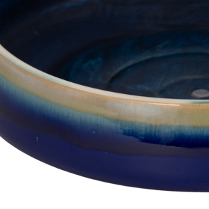 Vaso in Ceramica Largo con Smalto Blu per Uso Interno ed Esterno, Decorativo per Piante Succulente - Product Image 3