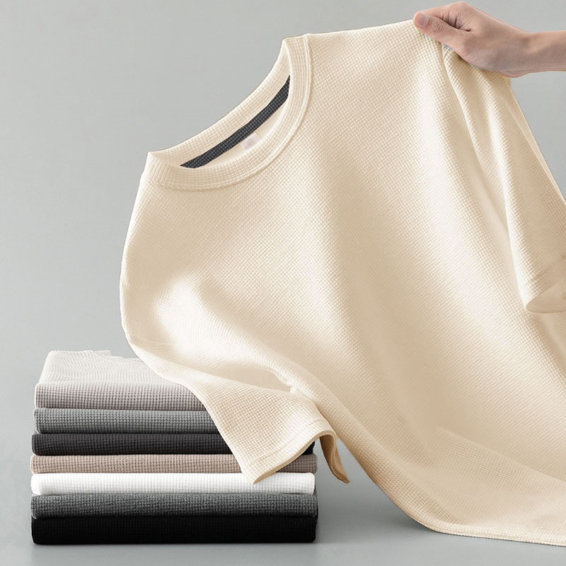 Bag neck waffled short sleeve apricot