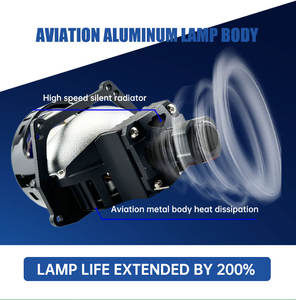 Proyector de lente Bi LED de 3 pulgadas, accesorios automotrices de reacondicionamiento de coche azul con temperatura de color de 6000K - Product Image 4