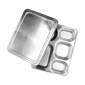 Stainless Steel Lunch Box 9x11.38 Inch 4 Compartment With Lid For Student Canteens - Product Image 4