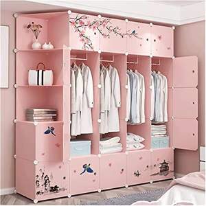 Armoire de rangement populaire en plastique à 22 cubes avec étagère, boîte à vêtements suspendue, grande armoire de rangement mobile - Product Image 3