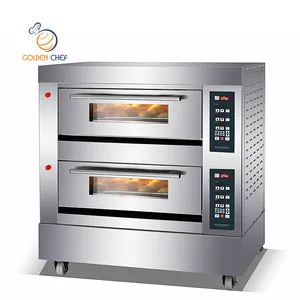 Gas Digital Panel 2 Deck 2 Nampan 6 Baki Kue Baking Oven Gas Pizza Oven Toko Roti Komersial Oven Gas