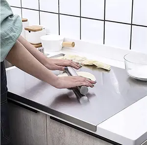 Planche à découper extra large en acier inoxydable Planche à découper lourde Tapis à pâtisserie pour rouler la pâte