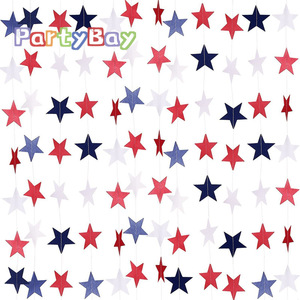 American Independence Day Red White Blue Pentagonal Star <b>Garland</b> Paper Streamers Festive Party Decorations Hanging Ornaments - Product Image 3