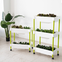 Rak Pot Bunga Modern Plafarm, Set Rak Pot Plastik Ringan yang Dapat Ditumpuk, Rak Penyimpanan Pot Tanaman untuk Balkon, Taman, Teras, dan Pot Tanaman Herbal