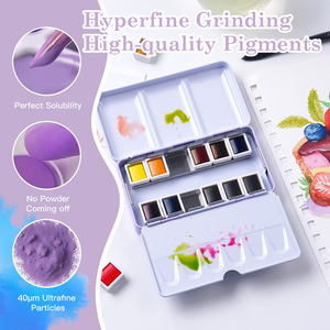 Ensemble de peinture à l'<span class=keywords><strong>aquarelle</strong></span> portable mini format Fontainebleau avec logo personnalisé, palette en métal, fournitures artistiques pour la peinture - Product Image 4