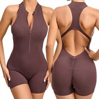 Combinaison de Sport Ajustée à Fermeture Éclair Personnalisée Haute Qualité, Combinaison de Yoga Effet Push-Up Pêche Haute Qualité, Combinaison Femme