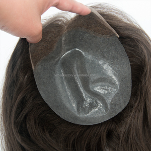 HOT SALE Yuanzhen Men's 100% Virgin Indian Remy Hair Lace Front PU Base BIO-lace <b>Toupee</b> 110% Density 38mm Texture Right 8x10 - Product Image 4