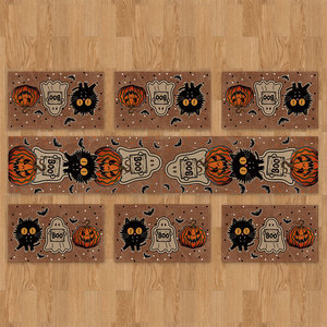 Camino de Mesa de Poliéster con Estampado de Gatos Fantasma y Calabazas de Halloween, Modelo 800D, para Uso en Interiores, Decoración de Cocina para Fiestas Familiares - Product Image 3