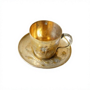 Laiton couleur or servant thé tasse à café et soucoupe tasse et soucoupe de qualité exclusive pour l'hôtel et la maison - Product Image 1