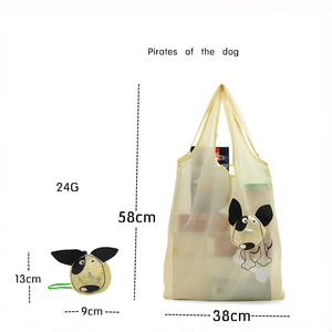 Venta al por mayor stock personalizado reutilizable plegable red de compras promoción regalo bolsas plegables con estampado de animales de dibujos animados de flores - Product Image 3