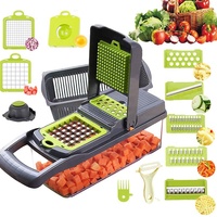 Mandoline multifonctionnelle réglable pour la maison, trancheuse et râpeuse 12 en 1, coupe-légumes avec panier de drainage