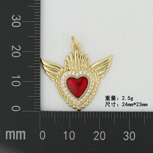 Dainty สีแดงหัวใจศักดิ์สิทธิ์โช้คเกอร์กับนางฟ้า<span class=keywords><strong>ทับทิม</strong></span>จี้หินเครื่องประดับทองเหลืองชุบทองสำหรับผู้หญิงสไตล์น่ารัก - Product Image 5