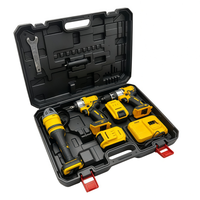 Kit d'outils sans fil 21V avec batterie au lithium sans balais : perceuse électrique sans fil et clé électrique dans un coffret à outils rigide