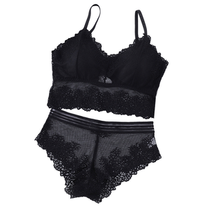 Breathable Hollow Bottoming Chest Pad Ladies Women Woman Girls Lace <strong>Underwear</strong> Bra Panties Sets Sexy Hot Solid <strong>Waist</strong> Factory - Product Image 1