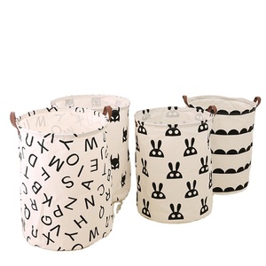 <span class=keywords><strong>Amazon</strong></span> Venta caliente plegable reutilizable de tela de lino bebé juguete almacenamiento <span class=keywords><strong>cesta</strong></span> - Product Image 1