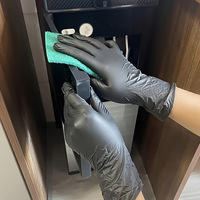 Gants en nitrile noirs jetables de haute qualité, imperméables, de qualité alimentaire, pour usage domestique, origine Chine, emballage 4g