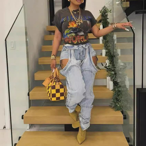 Jeans Elásticos de Moda para Mujer con Cierre y Diseño Irregular Calado - Product Image 3