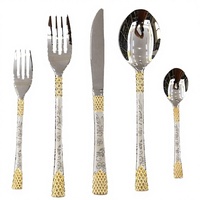 Ensemble de couverts MYD modernes de luxe, durables et réutilisables en acier inoxydable poli miroir, de haute qualité, en métal doré, pour le camping, Guangdong
