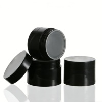 Pot cosmétique vide en plastique noir mat, vente en gros d'usine, 5/15/20/30/50/100ml, avec couvercle et logo personnalisé