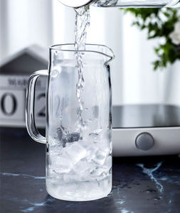 Carafe en verre borosilicate de 1000 ml/1500 ml avec poignée, couvercle en acier inoxydable, carafe à <span class=keywords><strong>eau</strong></span> artisanale pour thé glacé, jus, <span class=keywords><strong>eau</strong></span> - Product Image 3