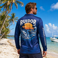 Vente en gros de maillots de pêche pour hommes en polyester et élasthanne, protection solaire UPF 50+, manches longues, pour les équipes de pêche, les clubs et les tournois