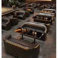 Ensemble de mobilier de bar bistrot moderne en gros avec canapé en cuir PU et table, fauteuil durable pour usage commercial