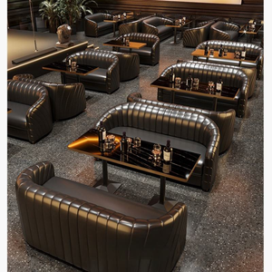 Ensemble de mobilier de bar et de bistrot en gros, canapé en cuir avec dossier et assise, ensemble de table de bar, <span class=keywords><strong>fauteuil</strong></span>, table et chaise de boîte de nuit - Product Image 2