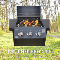 Barbecue au gaz propane moderne à 3 brûleurs, grilles de cuisson en acier inoxydable émaillé, arrêt automatique, table latérale pliable, suspendu
