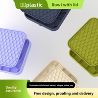 Meilleure vente transfrontalière : Gamelle à lécher pour animaux de compagnie en silicone à alimentation lente, à quatre compartiments avec couvercle, pour chats et chiens