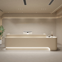Comptoir de réception d'hôtel moderne avec fonction extensible, en bois et panneau mélaminé, mobilier de bureau