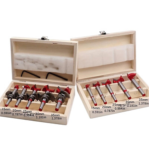 Juego de 5 brocas rojas ajustables para caja de madera, brocas de perforación rápida para carpintería, modelo estándar - Product Image 1