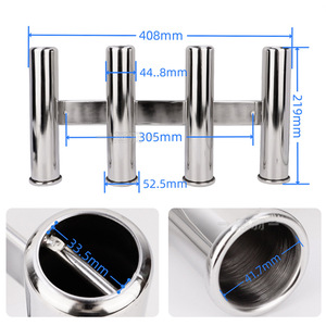Soporte para Cañas de Pescar de Acero Inoxidable 304, 4 Tubos, 408 mm de Longitud, Soporte para Cañas de Pesca de Arrastre, Uso en Barcos - Product Image 1