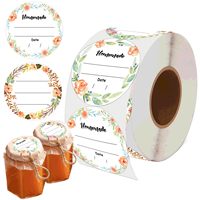 Étiquette autocollante pour bocaux Mason, motif floral aquarelle, pour marquage de date et contenu, idéale pour la cuisine et le stockage alimentaire